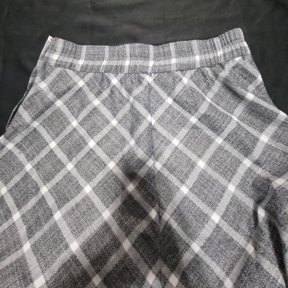 New Alcea Rosa High Waist Plaid Midi Skirt~A-Line~Dark Gray~Large - Picture 8 of 11